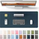 YSAGi Leather Desk Protector, Office Mat, Large Mouse Mat, Non-Slip PU Leather Blotter, Laptop Desk Mat, Waterproof Writing Pad for Office and Home (Dark Blue, 23.6" x 13.8")