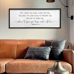 TQianJiang Jeremiah 29:11 Wall Art Bible Verse 40"x15" For I Know The Plans I Have For You Sign Large Christian Scripture Blessing Hanging Decoration (Black
