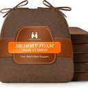 Chair Cushions Set of 6, 2" Thick Chair Pads, D-Shaped Kitchen Seat Cushions with Removable Cover, 16 x 17 inch, Brown