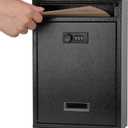 KYODOLED Locking Wall Mount Mailbox, Mail Boxes with Combination Lock for Outside, Security Cash Key Letter Drop Box with Code for House Office School,12.4H x 8.54L x 3.35W Inches, Black