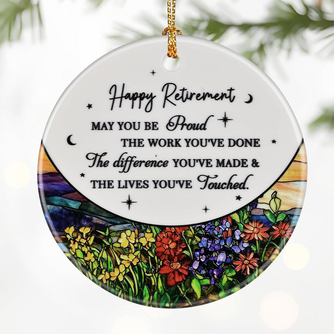 Retirement Gifts for Women & Men: Retirement Ornaments, Farewell Gifts for Retiring Coworkers, Retired Gift for Coworker, Friend, Boss, Employee, Teacher, Nurse  Christmas OrnamentsStyle I