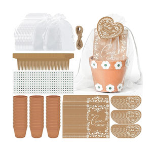 Cinrobiye 50 Sets Let Love Grow Wedding Favors for Guests Seed Packet Bags (Seed Not Include) with Tags & Labels Flowerpot for Bridal Shower Party Favors Bulk Wedding Souvenirs for Guests(Daisy)