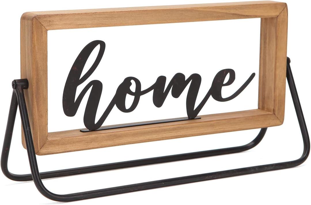 NIKKY HOME Wooden Home Sign, Freestanding Cutout Home Letter Sign Rustic Table Word Signs Decorative Letters Sign for Entryway Desk Shelf Indoor Decor