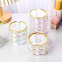 Crystal Trinket Box with Lid, Fancy Glass Necklaces Holder, Small Rings Container, Jewelry Bowlfor Women, Girls, Gift Home Decor (Medium Size)