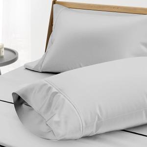 THREAD SPREAD 100% Egyptian Cotton Pillow Cases - 1000 Thread Count Pillow Cases Queen/Standard Size Set of 2, Soft & Breathable Extra Long Staple Sateen Weave Cotton Pillow Covers for Bed - White