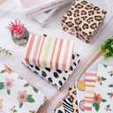 Whaline 12 Sheet Safari Wrapping Paper Wildflower Leopard Zebra Print Gift Wrap Paper Bulk Decorative Art Paper for DIY Crafts, 19.7 x 27.6 Inch, Folded Flat