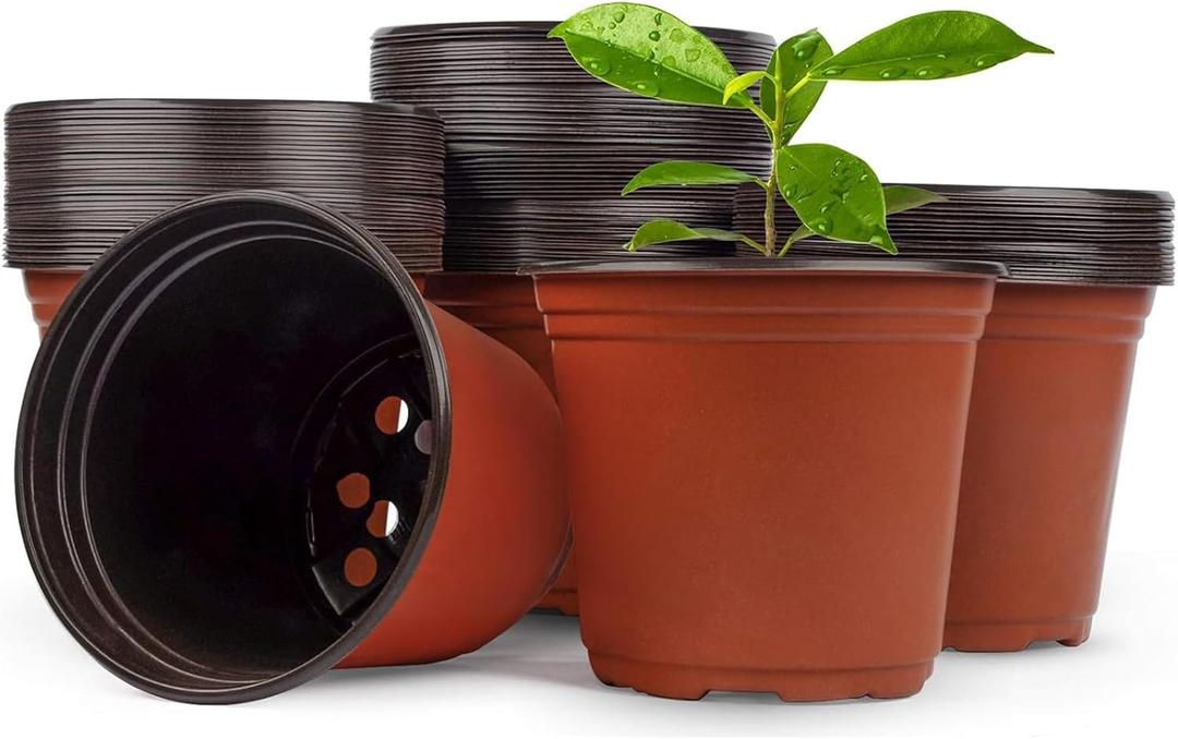 100 PCS Plastic Nursery Pots 6 Inch Seed Starting Pots for Succulents, Seedlings, Cuttings, Transplanting