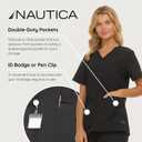 Nautica Women's Scrub Set, 9-Pocket Breathable & Stretchy Pants & Tops, Black XL