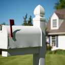 Architectural Mailboxes Admiral Rust-Proof Aluminum Metal Post Mounted Mail Box for Outside, White, Medium Curbside Mailbox, USPS Approved for Residential Delivery