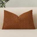 UGASA Fall Velvet 12x20 Inch Lumbar Throw Pillow Cover, Both Sides Corduroy Striped, Soft Solid Decorative Rectangular Cushion Case for Couch/Bedroom, 1 Piece, Rust