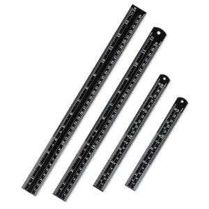 Mr. Pen- Stainless Steel Ruler, 4 pcs, 6", 8", 12", 14", Black, Imperial & Metric Measurements, Metric Metal Ruler Set, mm Ruler, Metal Rulers, Small Metal Ruler Metal Straight Edge, Centimeter Ruler