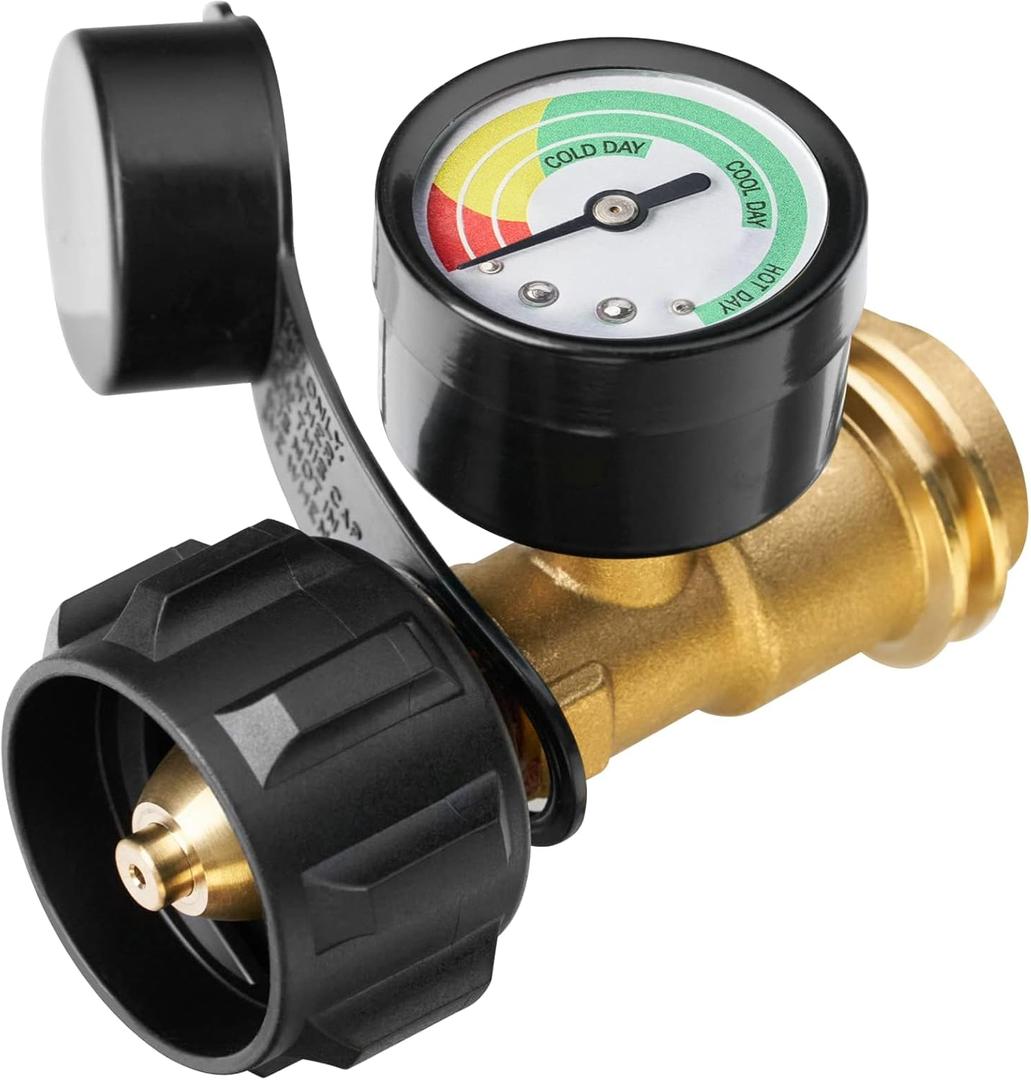 Propane Tank Gauge, 3 Colors Coded Universal for Cylinder, Grill, Heater, RV Camper and More, 5-40 Pound LP Tank Gas Level Indicator, QCC1 / Type 1 Connection