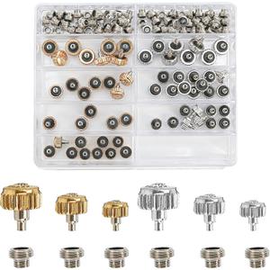 120PCS Watch Crown Replacement Fit for Rolex Calibre 3135 3235 3335, Waterproof Down Screw Copper Bronze Link Accessories Assortment Part Kit, Spare Repairing Removal Tool(Assorted Silver Gold)