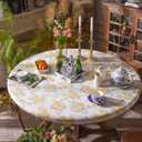 ARTABLE Round Fitted Tablecloth with Elastic Waterproof Oli Proof Table Cover Rustic Wipeable Table Protector for Home Picnic Outdoor (Yellow Flower, 60 Inch Round)