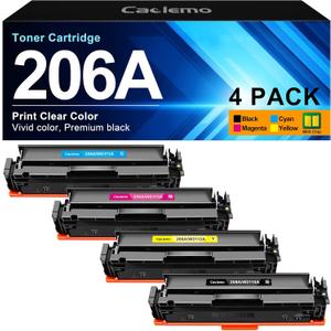 206A Toner Cartridge 4 Pack with CHIP Replacement for HP 206A 206X Toner Cartridge Compatible with HP Color Laserjet Pro MFP M283fdw M283cdw M255dw Printer (Black Cyan Yellow Magenta, 4 Pack)