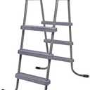 3-Step Steel Bolt-On Pool Ladder Universal Fit Above Ground Swimming Pools - Heavy Duty Non-Slip Entry Steps for Entry and Exit System Swim Pools with Non-Slip Plastic Steps