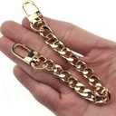 HAHIYO Purse Chain Strap 7.9 inches SPOT-ON Gold for Shoulder Cross Body Sling Purse Handbag Clutch Replacement Comfortable Flat 0.4' Wide Enough 2.4mm Extra Thick Metal 1 Pack