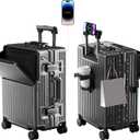 Carry on suitcase Zipperless Luggage,Polycarbonate Aluminum Hard Shell, Expandable Carry-On Suitcase with Spinner Wheels, 24 Inch Cabin