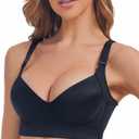 Bras for Women Push Up Bra Back Fat Smoothing Bra Comfort Lightly Padded Underwire Support T-Shirt Bras (Black), 34C