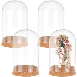 PH PandaHall 4pcs Cloche Glass Dome Clear Glass Display Dome with Cork Base Glass Decorative Jars Bottles for Display Collectibles Figurine Flower Storage Christmas Party Favor Decoration 3.15x5inch