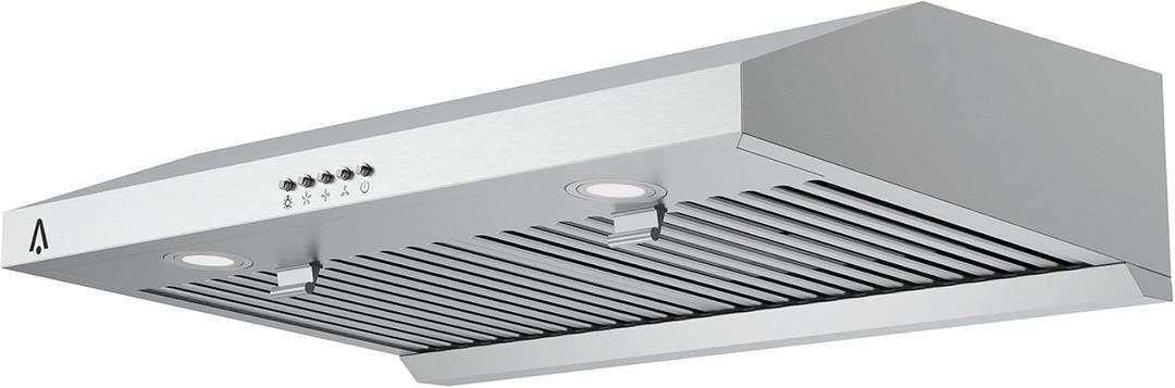Range Hood 30 inch, 400 CFM Under Cabinet Range Hood with Strong Suction, Stainless Steel Kitchen Hood with 3-Speed Exhaust Fan and Two Bright LED Lights