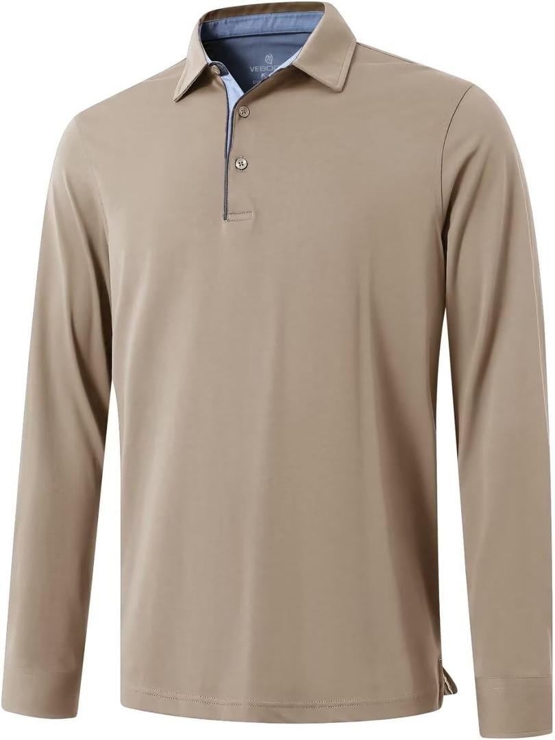 Men's Business Long and Short Sleeve Polo Shirts Mercerized Cotton Blend Casual Stylish Collared Shirts (XL)