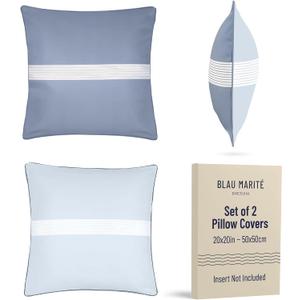 Outdoor Waterproof Pillow Covers Decorative Stripe Cushion Cover in Blue & White for Patio, Garden and Balcony 5050 cm - 20x20 in