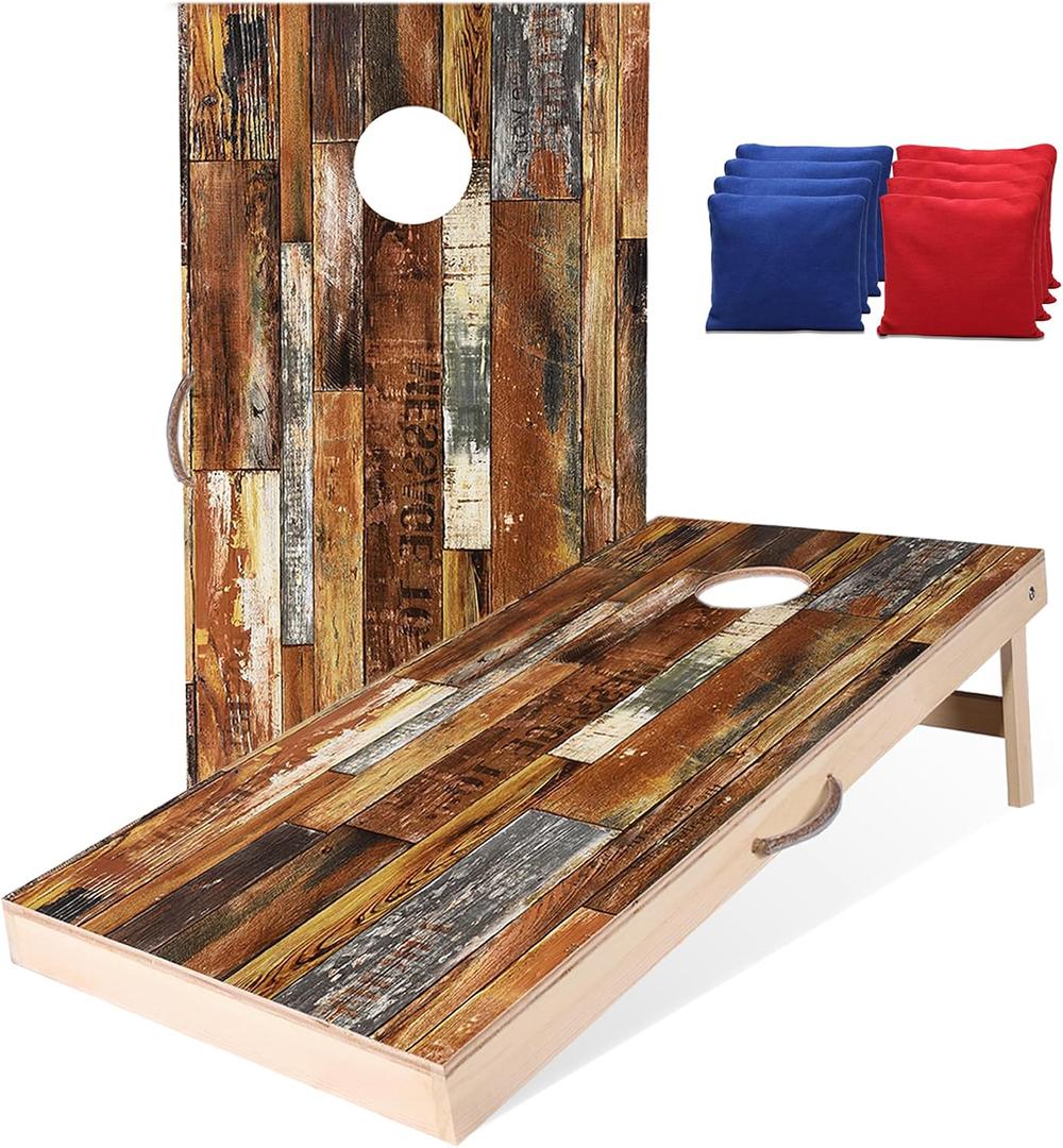 Sportdo 4x2 ft Solid Wood Cornhole Set with 8 Bean Bags, Regulation Size Cornhole Board Set for Adults, Cornhole Game Set for Tailgate Backyard Toss Games Indoor&Outdoor Activities