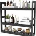 Domax Bamboo Bathroom Shelf 3-Tier Wall Mount Storage Rack Multifunctional Adjustable Layer Free Standing Over Toilet Utility Shelves Living Room Kitchen (Black), 23.6''L x 5.9''W x 21.3''H