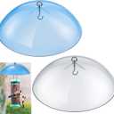 2 Pcs 10 Inch Squirrel Baffles Plastic Bird Feeders Protective Cover Dome Rain Proof with Hooks for Hanging Bird Seed Covers Rain Guards(Clear, Blue)