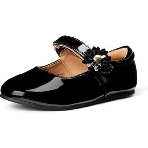 Amazon Essentials Toddler Girls' Mary Jane Flats, Black Patent, 6 Toddler