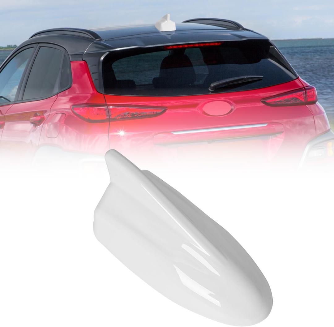 Shark Fin Antenna Cover,Car Roof Antenna Caps Compatible with Hyundai Kona 2018 2019 2020 2021 2022 2023,96210-J9300,Roof Topper Cover Replacement,White,Without Chip