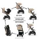 CYBEX Beezy 2 Compact and Lightweight Travel Stroller - Compatible with CYBEX Car Seats, Almond Beige