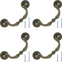 4Pcs 3 Inch Hole Center Vintage Drop Bail Drawer Pull Handles, Antique Bronze Cabinet Pulls with Screws for Furniture, Kitchen, Wardrobe, Cupboard