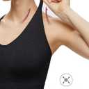 NANJI Seamless Sports Bra for Women - Padded Racerback Y Bra Low Impact Removable Pad for Fitness Gym Yoga Workout Top (Black, XL)