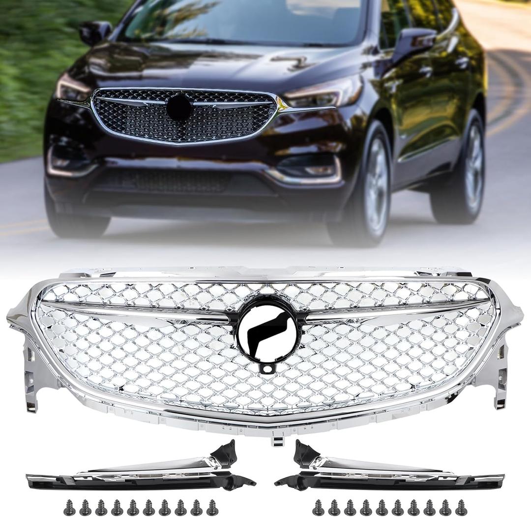 OEM Style Chorme Front Bumper Radiator Grille Assembly Compatible with 2018-2021 Buick Enclave 84739634