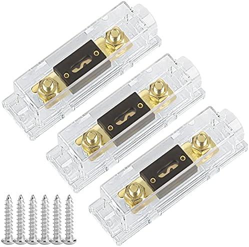 Hamolar 3 Pack 50 AMP ANL Fuse Holder Block 0/2/4/8 Gauge AWG Car Audio 50A 1/0 Zero Gauge Fuses with Box