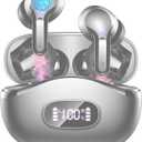 Wireless Earbuds, Bluetooth Headphones 5.4 HiFi Stereo, Ear Buds with 4 ENC Noise Cancelling Mics, 48H Bluetooth Earbuds with Dual LED Display, IP7 Waterproof in Ear Earphones for Android iOS, Black