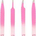 M LASH Tweezers for Eyelash Extensions (Set of 4) - Professional Lash Extension Tweezers - Fiber Tip, Japanese Steel, Diamond Grip Eyelash Extension Tweezer set (Ombre)