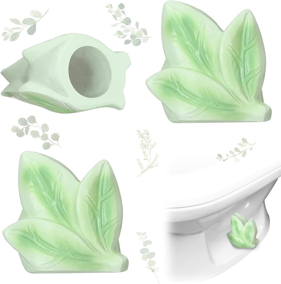 Honeydak 2 Pack Toilet Bolt Caps Decorative Green Leaves Toilet Bolt Screw Covers Cute Ceramic Bathroom Decor Fun Themed Gadgets Bathroom Replacement Parts