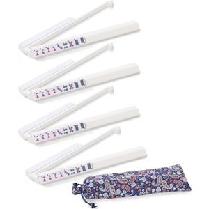 Mahjong Racks with Pushers, 4 Mah Jongg Clear Acrylic American All-in-One Tile Rack & Pusher Accessories Gifts (Milk White)