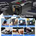 Motorcycle USB Charger, 3-in-1 Fast Charging with USB-A & USB-C + Retractable Type-C Cable, 12–24V Waterproof IP56, LED Voltmeter, Handlebar & Mirror Mount for Motorbike ATV