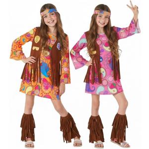 Morph 70s Outfits For Kids, Girls Hippie Costume, Hippie Costume Kids, Girls Halloween Costumes, 70s Halloween Outfit Kid (Large, Orange)