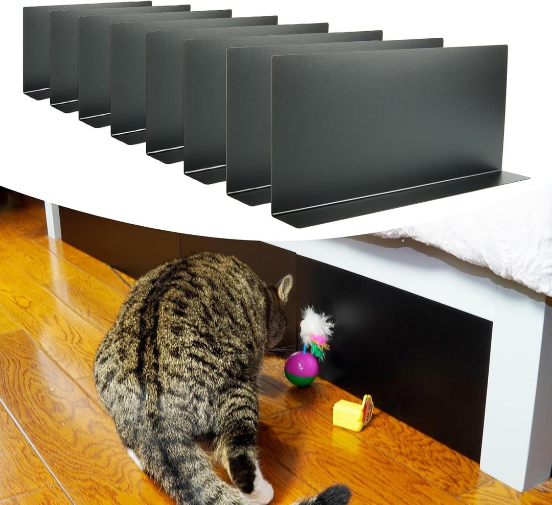 Black Toy Blockers for Furniture, 8 Pack 16" L x 7.5" H Under Bed Blocker for Pets, Adjustable Gap Bumper Under Couch Blocker, Stop Things from Going Under Couch Sofa Bed with Strong Adhesive