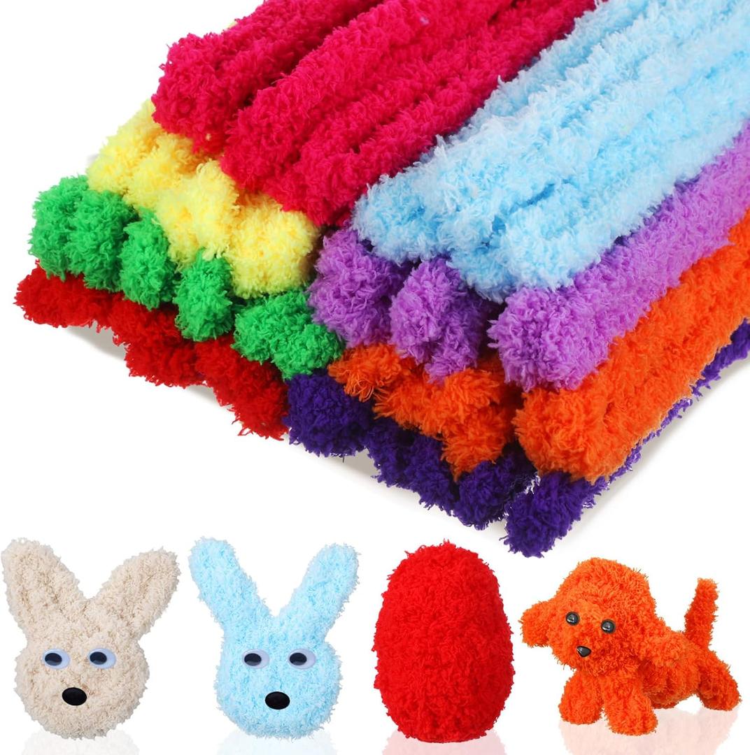 Sonwyoung  39.37 Inches Jumbo Pipe Cleaners Bulk Coral Fleece Fur Thick Pipe Cleaners Chenille Stems Craft Supplies Wedding Graduation Gifts DIY(Bright Color)