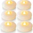 Homemory 6 Pack 3 Flameless Led Floating Candles, 200 Hour White Battery Operate Waterproof Tealights for Cylinder Vases, Centerpieces at Wedding Decor, Party, Pool