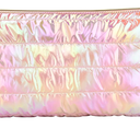 Hiroyuki Iridescent Makeup Bag, 14 inches Cosmetic Bag, Large Capacity Travel-Friendly Pouch (pink)