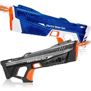 2Packs Electric Water Gun for Kids & Adults, Automatic Fill Up, Powerful Squirt Guns with 28-32 FT Long Range, Summer Outdoor Pool Beach Water Pistol/Blaster Toys (Blakc & Blue)
