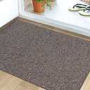 LUMI Ultra Thin Door Mat for Entryway, 24"x36" Low Profile Non Slip Rubber Backing Indoor Doormat, Easy Clean Welcome Entrance Mat for Inside House, Patio, Brown