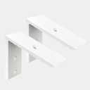 2 Pack - 6 inch White Hidden L Shelf Bracket  Iron Floating Shelf Brackets Rustic Industrial Metal Brackets for Shelf Support, 6"x6" x2.5"